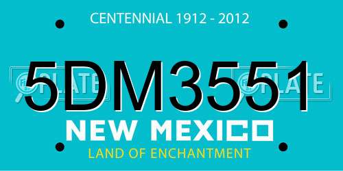 5DM3551 New Mexico License Plate