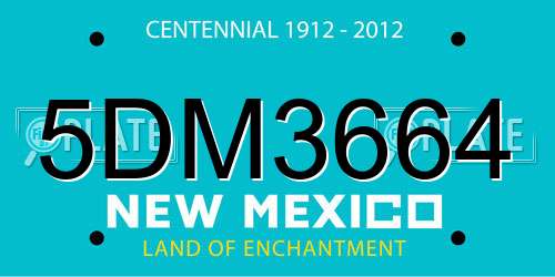 5DM3664 New Mexico License Plate