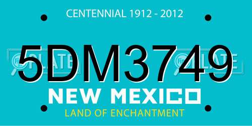 5DM3749 New Mexico License Plate