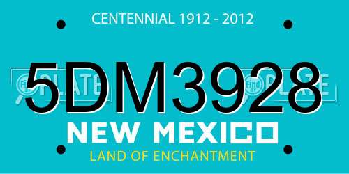 5DM3928 New Mexico License Plate