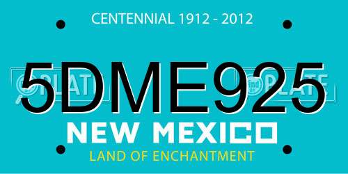 5DME925 New Mexico License Plate