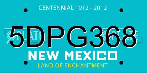 5DPG368 New Mexico License Plate