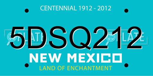 5DSQ212 New Mexico License Plate