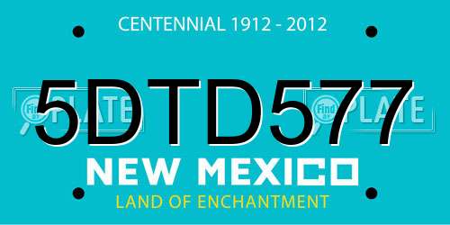 5DTD577 New Mexico License Plate