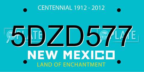 5DZD577 New Mexico License Plate