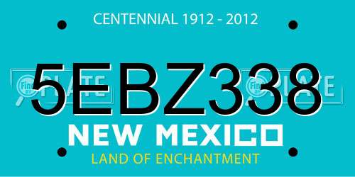 5EBZ338 New Mexico License Plate