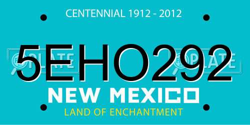 5EHO292 New Mexico License Plate