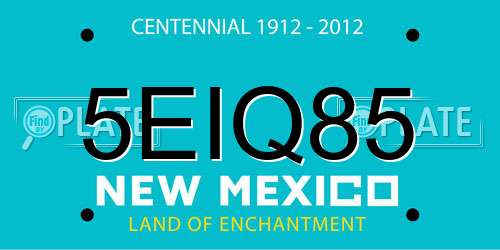 5EIQ85 New Mexico License Plate