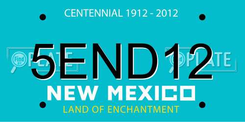 5END12 New Mexico License Plate