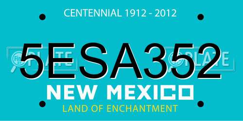 5ESA352 New Mexico License Plate