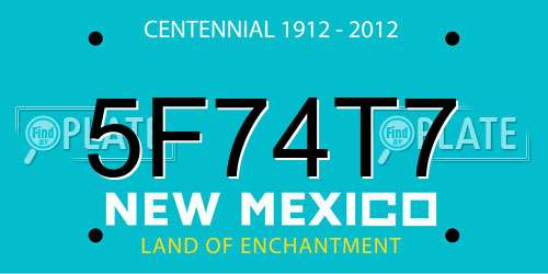 5F74T7 New Mexico License Plate