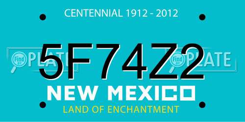 5F74Z2 New Mexico License Plate