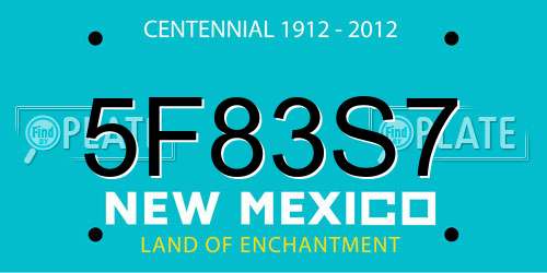5F83S7 New Mexico License Plate