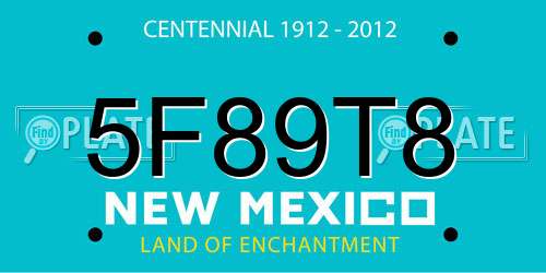 5F89T8 New Mexico License Plate
