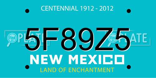 5F89Z5 New Mexico License Plate