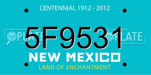5F9531 New Mexico License Plate