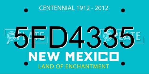 5FD4335 New Mexico License Plate
