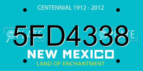 5FD4338 New Mexico License Plate