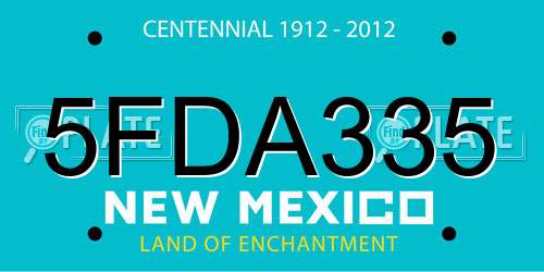 5FDA335 New Mexico License Plate