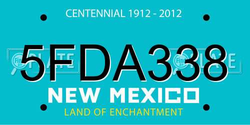 5FDA338 New Mexico License Plate
