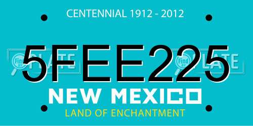 5FEE225 New Mexico License Plate