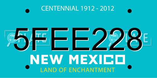 5FEE228 New Mexico License Plate