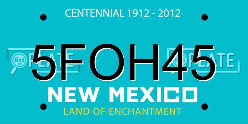 5FOH45 New Mexico License Plate