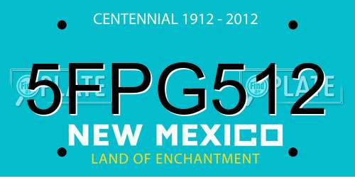 5FPG512 New Mexico License Plate