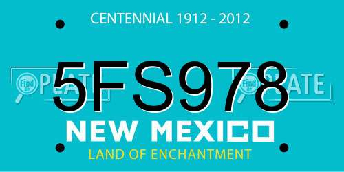 5FS978 New Mexico License Plate