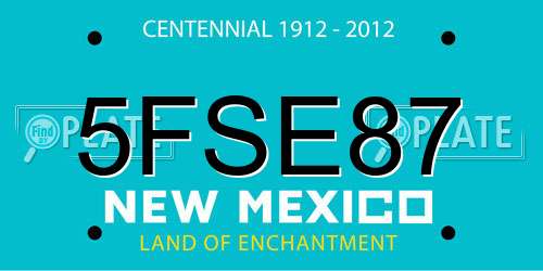 5FSE87 New Mexico License Plate