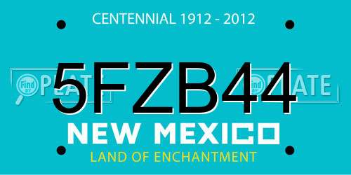 5FZB44 New Mexico License Plate