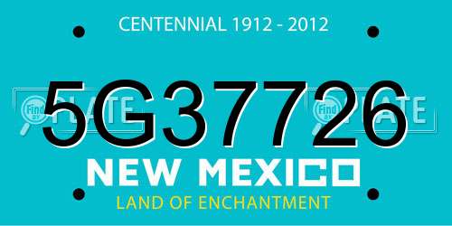 5G37726 New Mexico License Plate