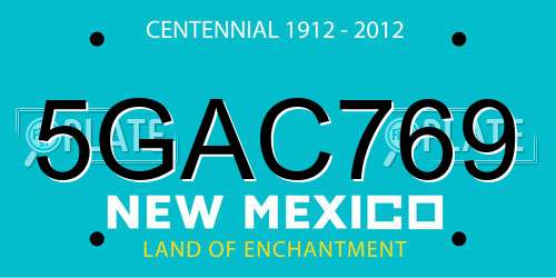 5GAC769 New Mexico License Plate