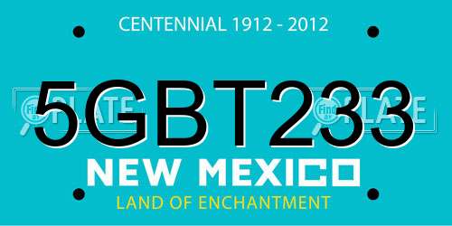 5GBT233 New Mexico License Plate