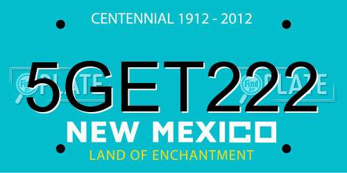 5GET222 New Mexico License Plate