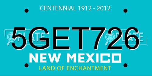 5GET726 New Mexico License Plate