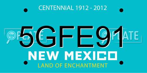 5GFE91 New Mexico License Plate