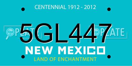 5GL447 New Mexico License Plate
