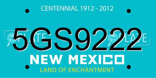 5GS9222 New Mexico License Plate