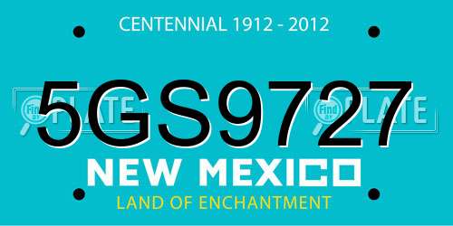 5GS9727 New Mexico License Plate