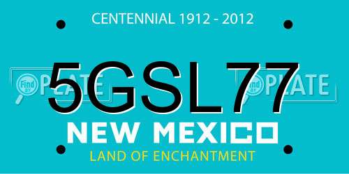 5GSL77 New Mexico License Plate