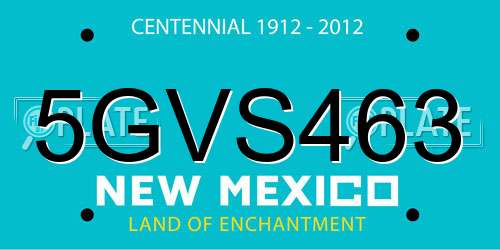 5GVS463 New Mexico License Plate