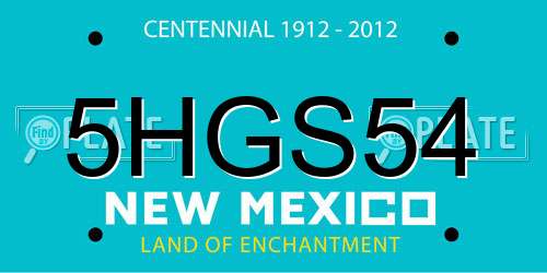 5HGS54 New Mexico License Plate