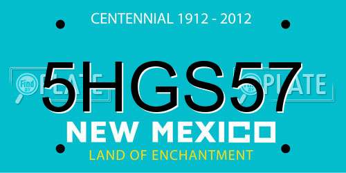 5HGS57 New Mexico License Plate