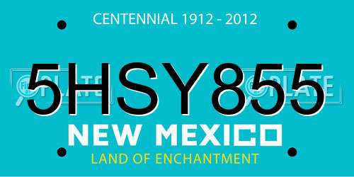 5HSY855 New Mexico License Plate
