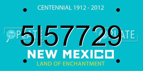 5I57729 New Mexico License Plate