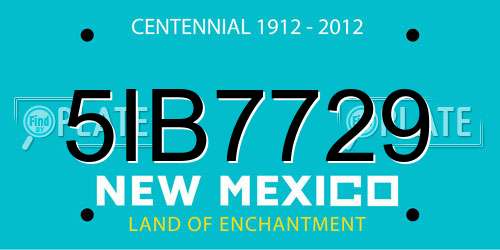5IB7729 New Mexico License Plate