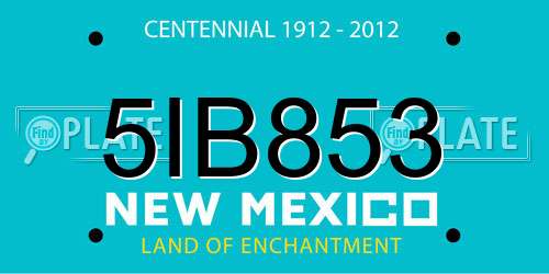 5IB853 New Mexico License Plate