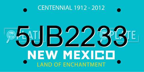 5JB2233 New Mexico License Plate