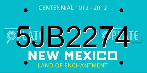 5JB2274 New Mexico License Plate